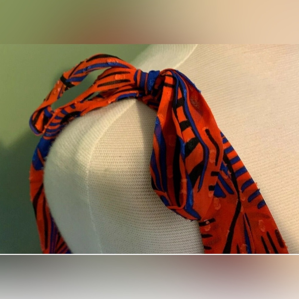 ALEXIS for Target Dress Orange Blue Botanical Tie Strap Asymmetrical Hem 2X NWT - Picture 8 of 9